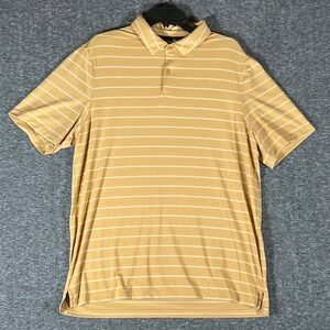 Vrst Men's Golf Polo Shirt Size‎ L Large Striped Beige Short Sleeve Casual